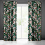 EUROFIRANY Palmera bársony sötétítő függöny 3d hatású virág mintával Zöld 140x270 cm