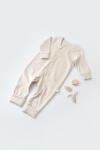 BabyCosy Salopeta cu fermoar cu maneca lunga si pantaloni lungi - 100%bumbac organic - Crem cu buline, BabyCosy (BC-CSY3040)