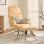 vidaXL Scaun de relaxare cu taburet, alb crem, imitație piele întoarsă (3097380)
