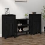vidaXL Servante, 2 buc. , negru, 40x35x80 cm, lemn masiv de pin (813763) Comoda