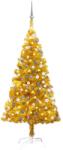 vidaXL aranyszínű PET megvilágított műkarácsonyfa gömb szettel 120 cm (3077689) - vidaxl