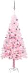 vidaXL rózsaszín PVC megvilágított műkarácsonyfa gömb szettel 180 cm (3077671) - vidaxl