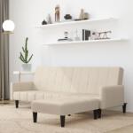 vidaXL Canapea extensibilă cu 2 locuri cu taburet, crem, microfibră (3121293) Canapea