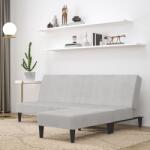 vidaXL Canapea extensibilă 2 locuri, taburet, gri deschis, microfibră (3121296) Canapea