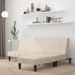 vidaXL Canapea extensibilă cu 2 locuri cu taburet, crem, microfibră (3121287) Canapea