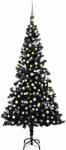 vidaXL fekete PVC megvilágított műkarácsonyfa gömb szettel 210 cm (3077677) - vidaxl