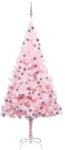 vidaXL rózsaszín PVC megvilágított műkarácsonyfa gömb szettel 210 cm (3077672) - vidaxl