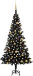 vidaXL Brad de Crăciun artificial LED-uri/globuri negru 180 cm PVC (3077504) - comfy