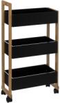 5five Simple Smart Etajera cu roti Instant, bambus, negru, 41 x 20 x H 80 cm Raft