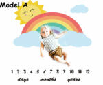  Paturica Milestone plusata pentru fotografii memorabile Curcubeu Model A JEM1ccb1 (JEM1ccb1) Lenjerii de pat bebelusi‎, patura bebelusi