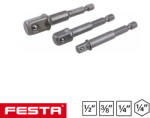 FESTA 18604 dugókulcs adapter készlet (CrV. ), 1/4"-3/8"-1/2", 3 db-os (18604)