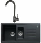 Franke Chiuveta Pachet Franke BSG 651, Chiuveta adancime cuva mare 200mm, adancime cuva mica 100mm, 970x500mm + Baterie Pola 1.0, Negru (114.0660.680)
