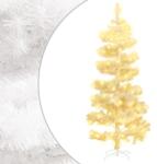 vidaXL Brad de Crăciun ondulat cu suport și LED-uri, alb, 180 cm, PVC (344654)