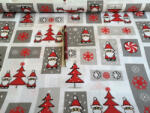  Mikulás képeslap mintás karácsonyi pamutvászon piros - szürke - 160 cm