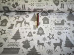  Fehér alapon szürke Merry Christmas feliratos karácsonyi pamutvászon - 160 cm