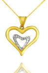 Ékszerkirály 14k arany kétszínű szív a szívben medál (AM055)