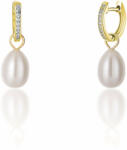 JwL Luxury Pearls Cercei rotunzi placati cu aur de ducesăKate cu perle reale și zirconii 3in1 JL0686