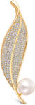 JwL Luxury Pearls Broșă de perle strălucitoare frunza 2in1 JL0700