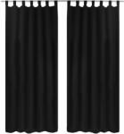 vidaXL Draperii micro-satin cu bride, 2 buc, 140 x 225 cm, negru (130354)