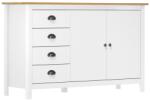 vidaXL Servantă Hill, alb, 130x40x80 cm, lemn masiv de pin (288934) Comoda