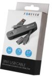 Forever Apple iPhone 3/4/Lightning/micro USB, USB kábel, (3in1), fekete (5900495379078)