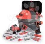 Smoby Szerszámos koffer mechanikus fúróval Black+Decker Toolbox Smoby sisakkal és összeszerelhető kisautóval 50 kiegészítő (SM360187)