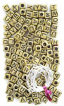 DP CRAFT Betű gyöngyök, arany kocka, 124 db/csomag