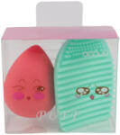 Kiss Beauty Set burete tip Lacrima pentru Machiaj si Dispozitiv de Silicon pentru curatarea pensulelor, S03 Nova Kiss