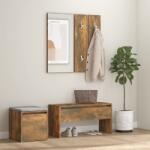 vidaXL Set de mobilier pentru hol, stejar fumuriu, lemn prelucrat (3120194) Garderoba