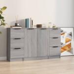 vidaXL Servantă, 3 buc. , sonoma gri, lemn prelucrat (3115842) Comoda