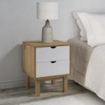 vidaXL Dulap noptieră "OTTA", maro/alb, 46x39, 5x57 cm, lemn masiv pin (348578)