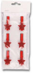  Fa dekoráció Csipesz piros csillaggal 4, 5 cm 6 db/cs (43-468679)