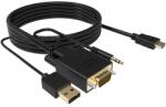 VCOM VGA (apa) - HDMI (apa) kábel, fekete, 1.8m (CG493-1.8)