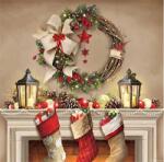 AMBIENTE Szalvéta 33x33cm 20db/csomag Wreath and Socks, Koszorú és zokni (AMB.33313525)