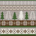 AMBIENTE Szalvéta 1db 33x33cm Knitted Trees green, Kötött fák zöld (AMB.33316531)