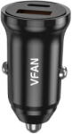 Vipfan C03 car charger, USB + USB-C, 20W, PD + QC 3.0 (black) (25408) - vexio