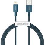  USB töltő- és adatkábel, Lightning, 100 cm, 2400 mA, törésgátlóval, gyorstöltés, PD, Baseus Superior, CALYS-A03, kék