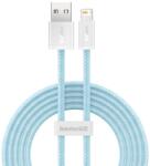  USB töltő- és adatkábel, Lightning, 100 cm, 2400 mA, gyorstöltés, cipőfűző minta, Baseus Dynamic, CALD000403, világoskék