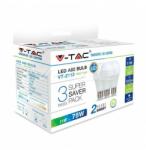 V-TAC 11W Bec LED E27 A60 Thermoplastic ALB CRISTAL 6500K pachet 3 buc (7354)