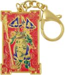  Breloc Kuan Kung cu 5 steaguri Dragon, amuletă feng shui de protecție împotriva ostilităților și trădărilor, metal roșu 11 cm