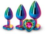 NS Novelties Set 3 Dopuri Anale Cu Bijuterie Rear Assets Trainer Kit Rainbow Heart, Multicolor