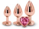 NS Novelties Set 3 Dopuri Anale Cu Bijuterie Rear Assets Trainer Kit Rose Gold Heart, Auriu + Roz