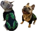  Dínó mintás pamut kutyapulcsi, kék, M-es