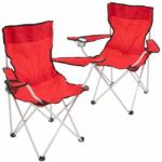 divero Set scaune camping pliabile roșii cu suport pentru pahare (SC00190_R_SL2)