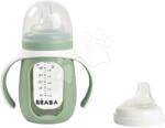 BÉABA Tanuló ivó palack Bidon 2in1 Training Bottle Beaba Sage Green 210 ml szilikon borítással zöld 4 hó-tól (BE913537)