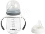 Beaba Tanuló ivó palack Bidon 2in1 Training Bottle Beaba Mineral Grey 210 ml szürke 4 hó-tól BE913532 (BE913532)