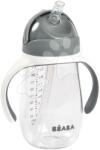 Beaba Tanuló ivó palack Bidon Straw Cup Beaba Mineral Grey 300 ml szívószállal szürke 8 hó-tól BE913534 (BE913534)