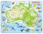 Larsen Puzzle maxi Harta Australiei cu animale, orientare tip vedere, 65 de piese, Larsen EduKinder World Puzzle