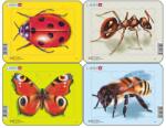 Larsen Set 4 Puzzle mini Insecte cu Albina, Buburuza, Fluture, Furnica, orientare tip vedere, 5 piese, Larsen EduKinder World Puzzle