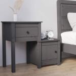 vidaXL Noptieră, gri, 79, 5x38x65, 5 cm, lemn masiv de pin (814543)
